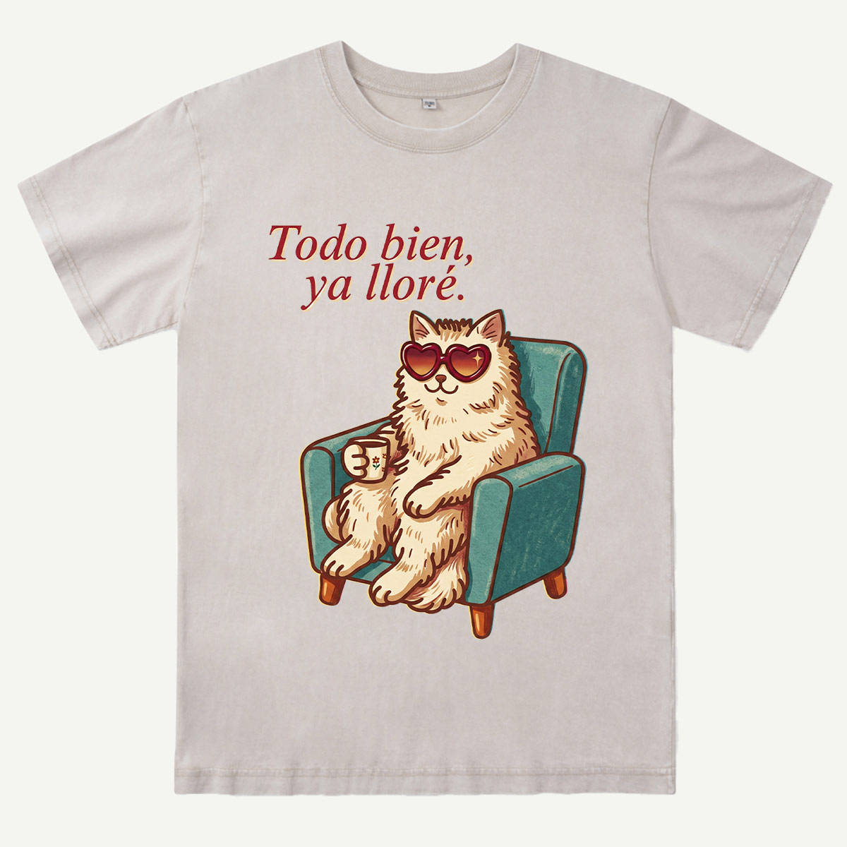 Coffee Cat Relax Washed T-Shirt