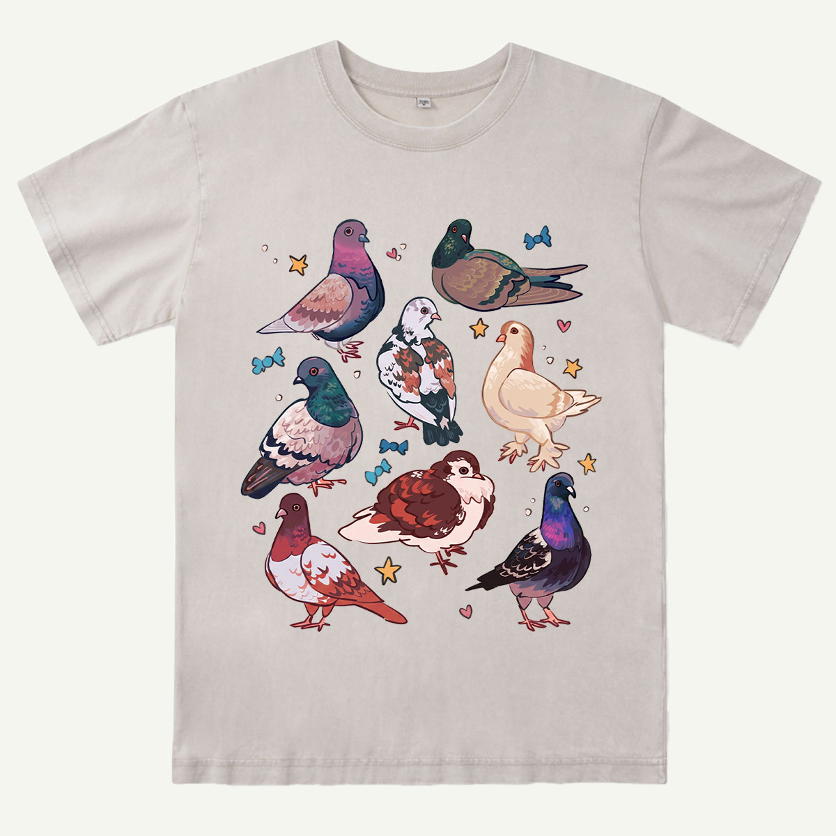 Cute Pigeon Squad Washed T-Shirt