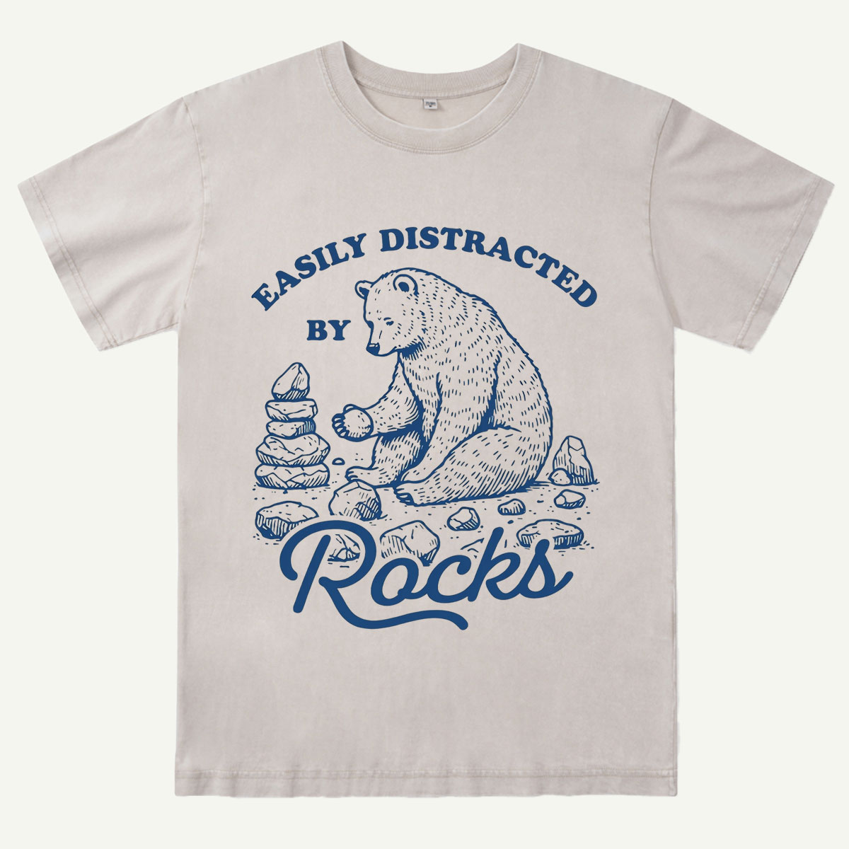 Easily Distracted By Rocks Bear Washed T-Shirt