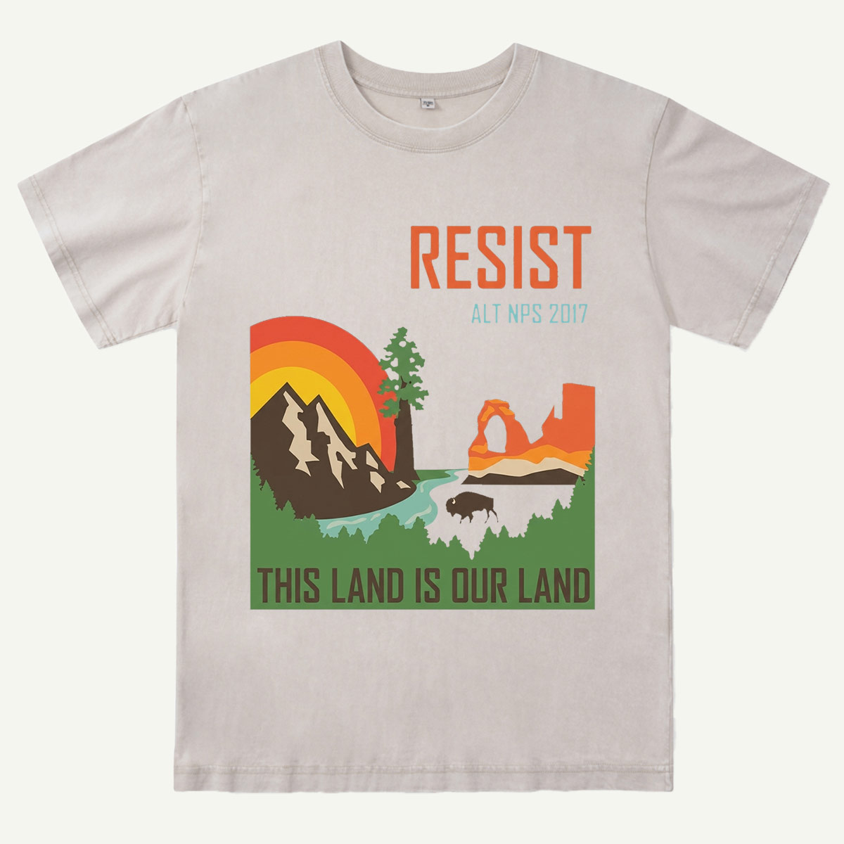 Retro Wilderness Landscape Mountain Adventure Washed T-Shirt