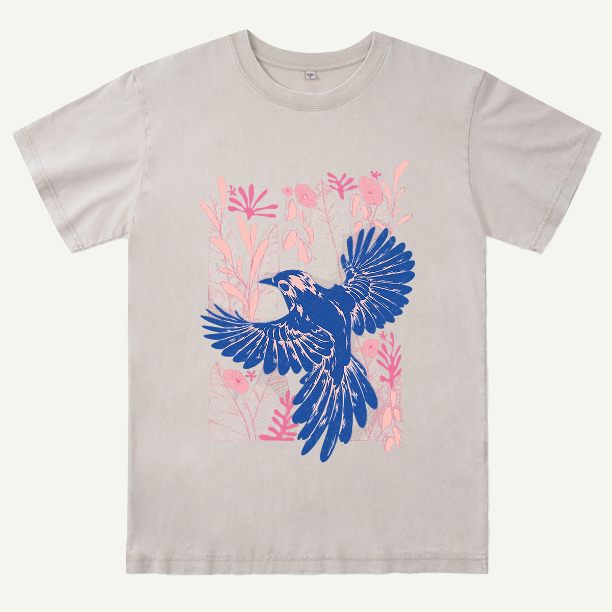 Vintage Blue Bird Botanical Washed T-Shirt