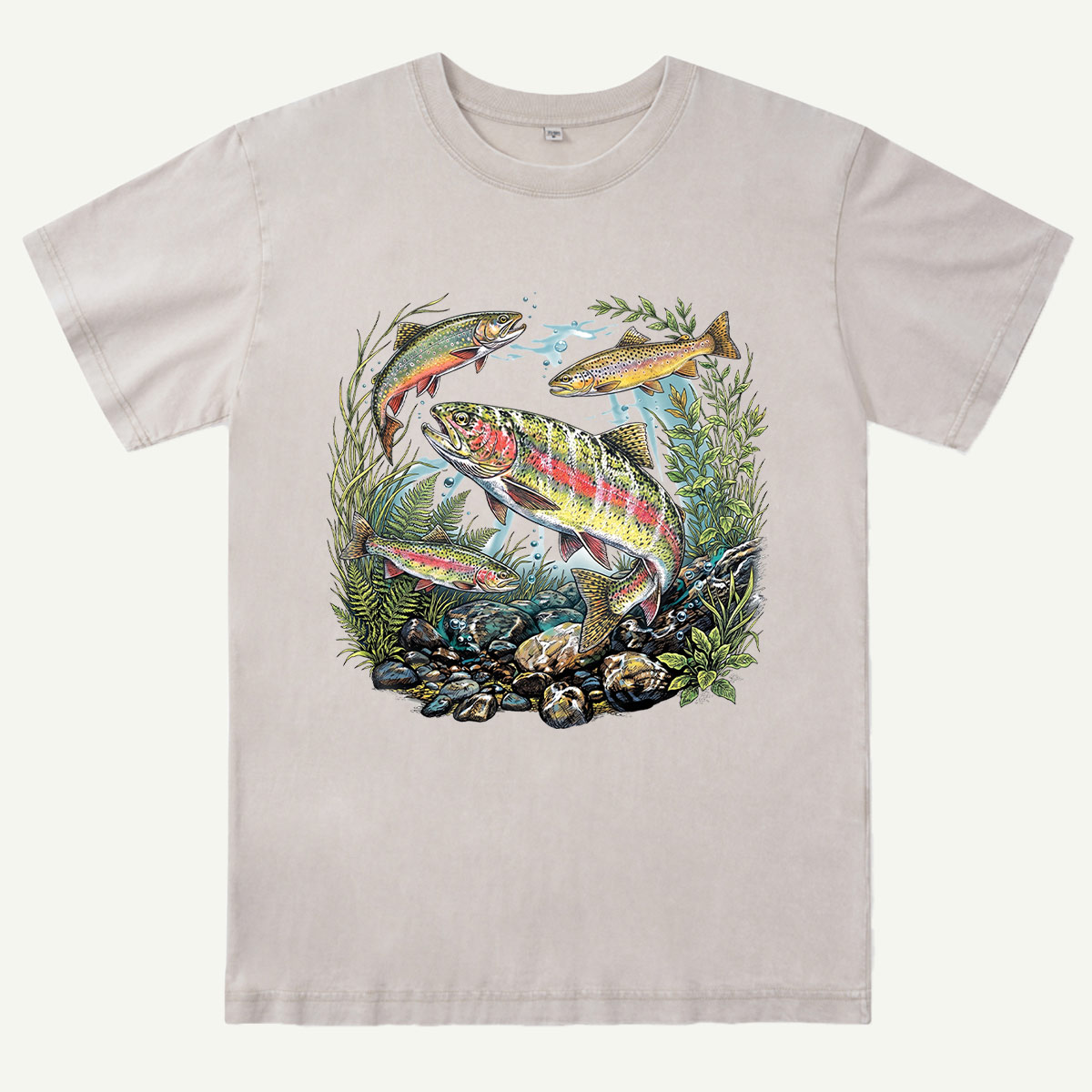 Trout Fishing Freshwater Fish Nature Washed T-Shirt