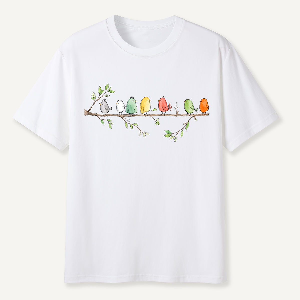 Colorful Songbirds On Branch T-Shirt