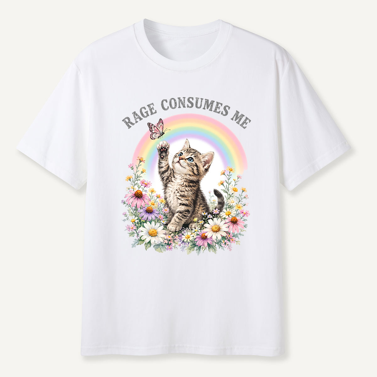 Rainbow Garden Cat T-Shirt