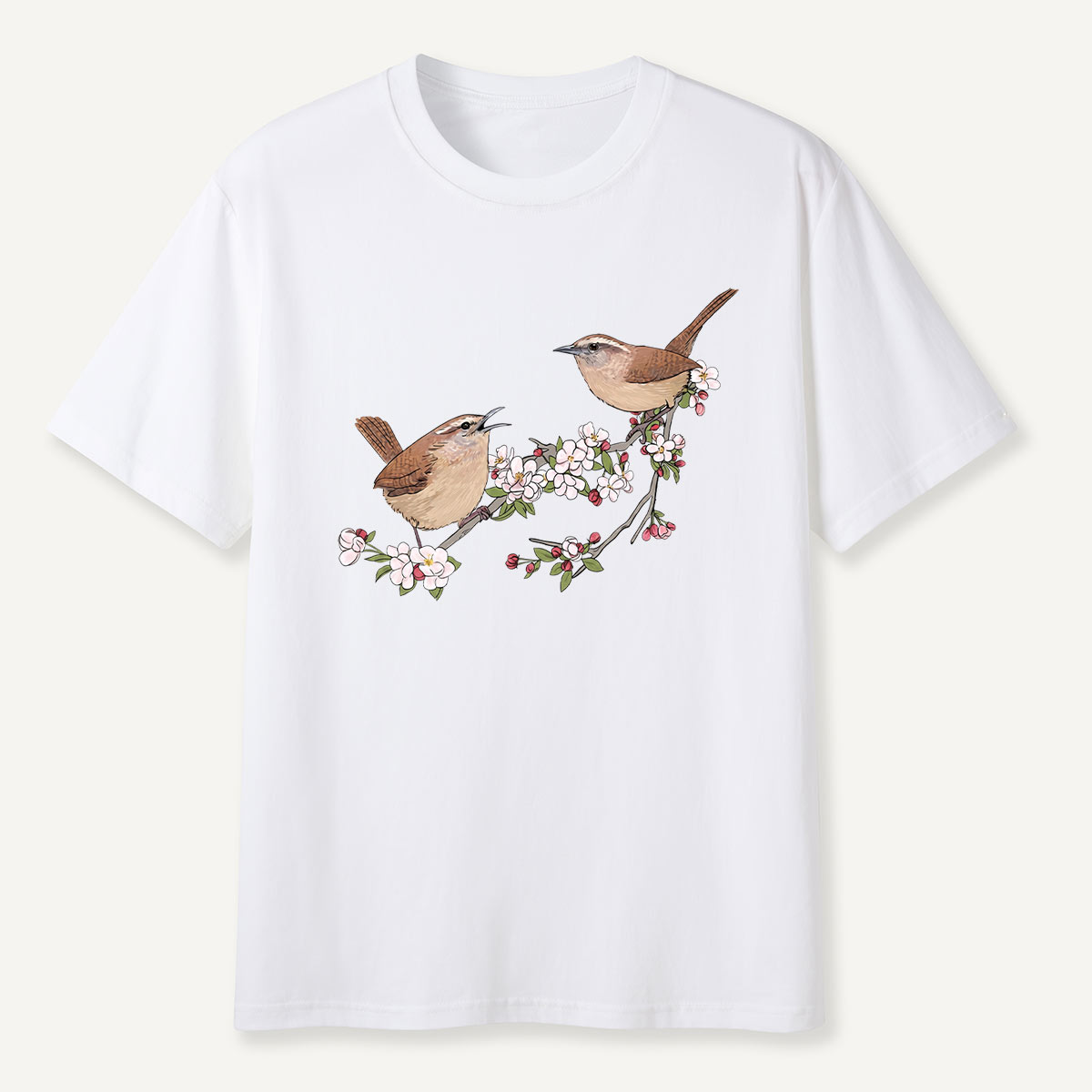 Songbirds On Blooming Branch Nature T-Shirt