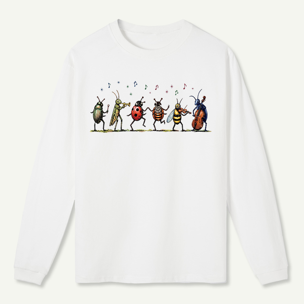 Vintage Insect Music Musical Bugs Long Sleeve T-Shirt