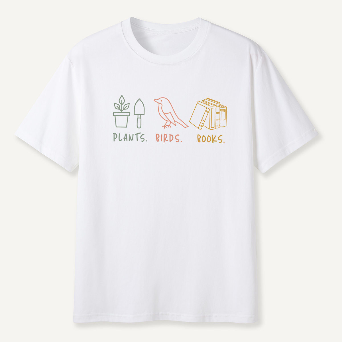 MDCTBYWY26071707Plants, Birds,Books T-Shirt