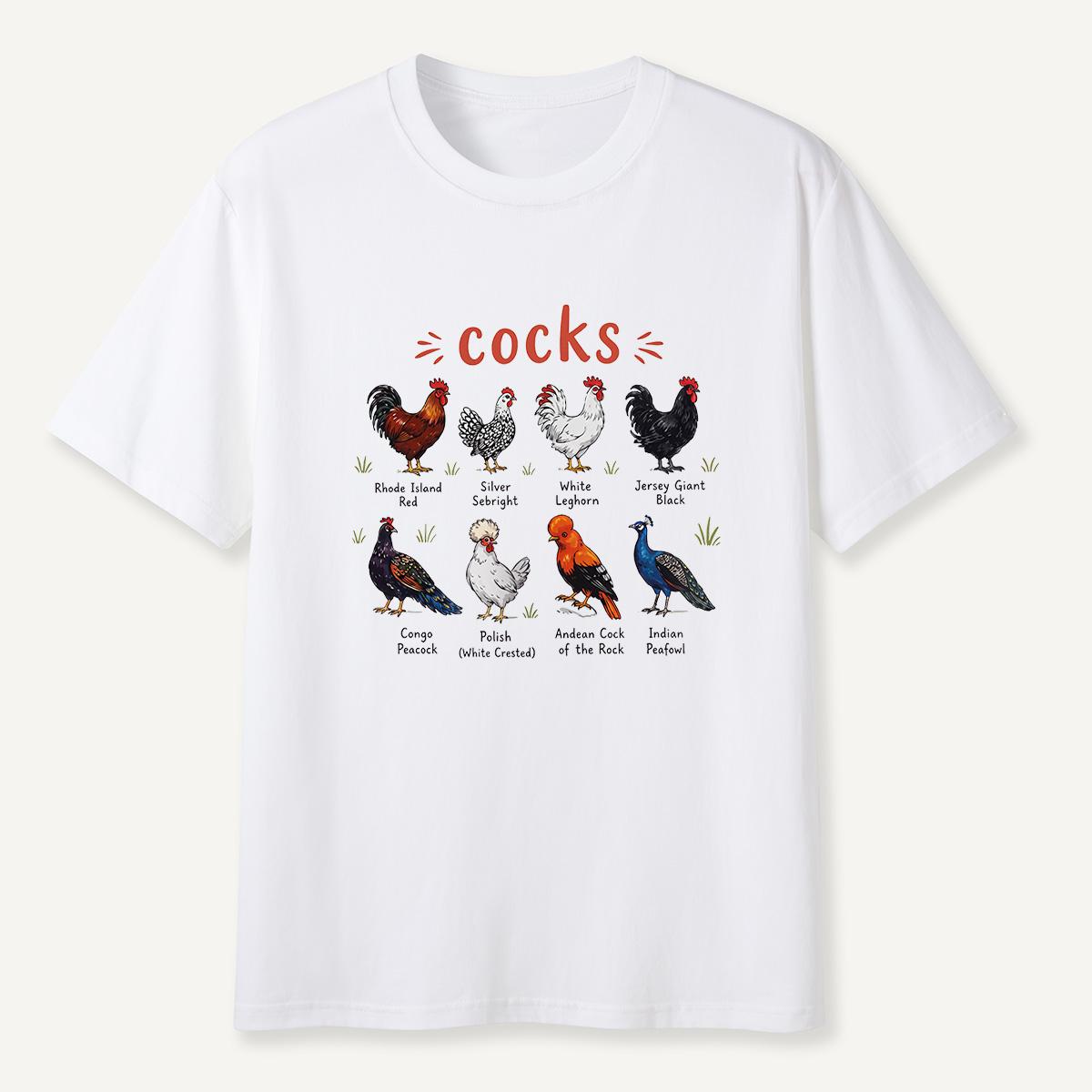 MDCTBYWY26072004 Cocks of the World Illustrated T-Shirt