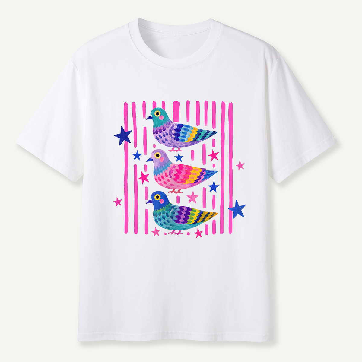 MDCTBYWY26072006 Colorful Pop Pigeon T-Shirt