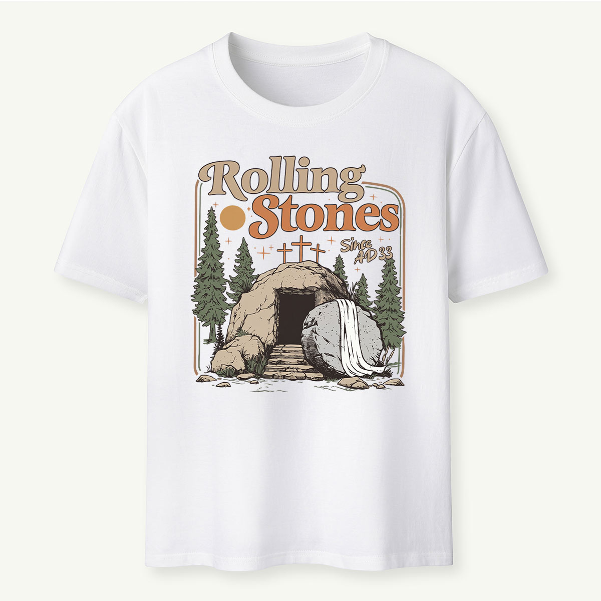 Retro Mountain Nature Cave and Stone T‑Shirt