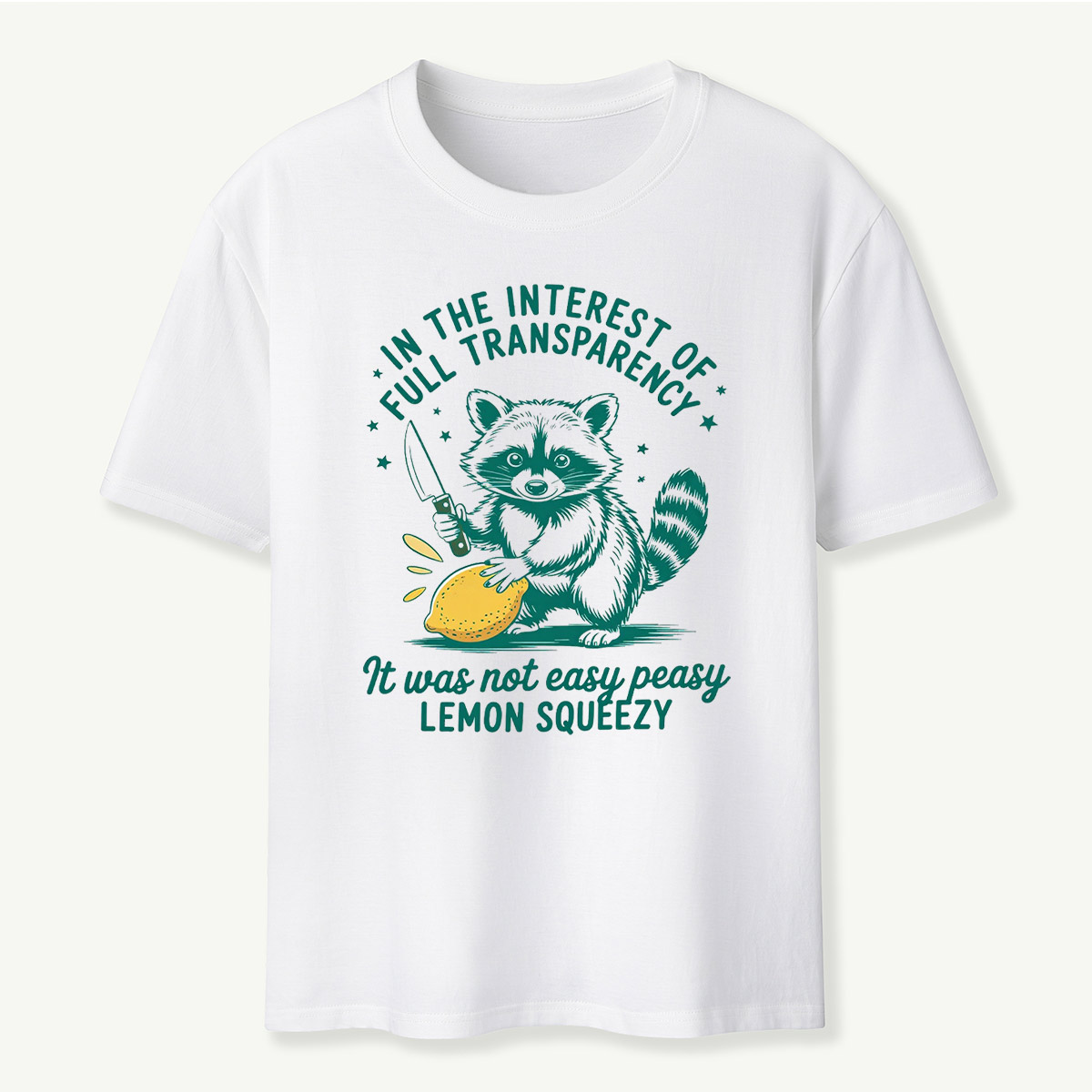 Transparency Raccoon Lemon Squeezy Humor T‑Shirt