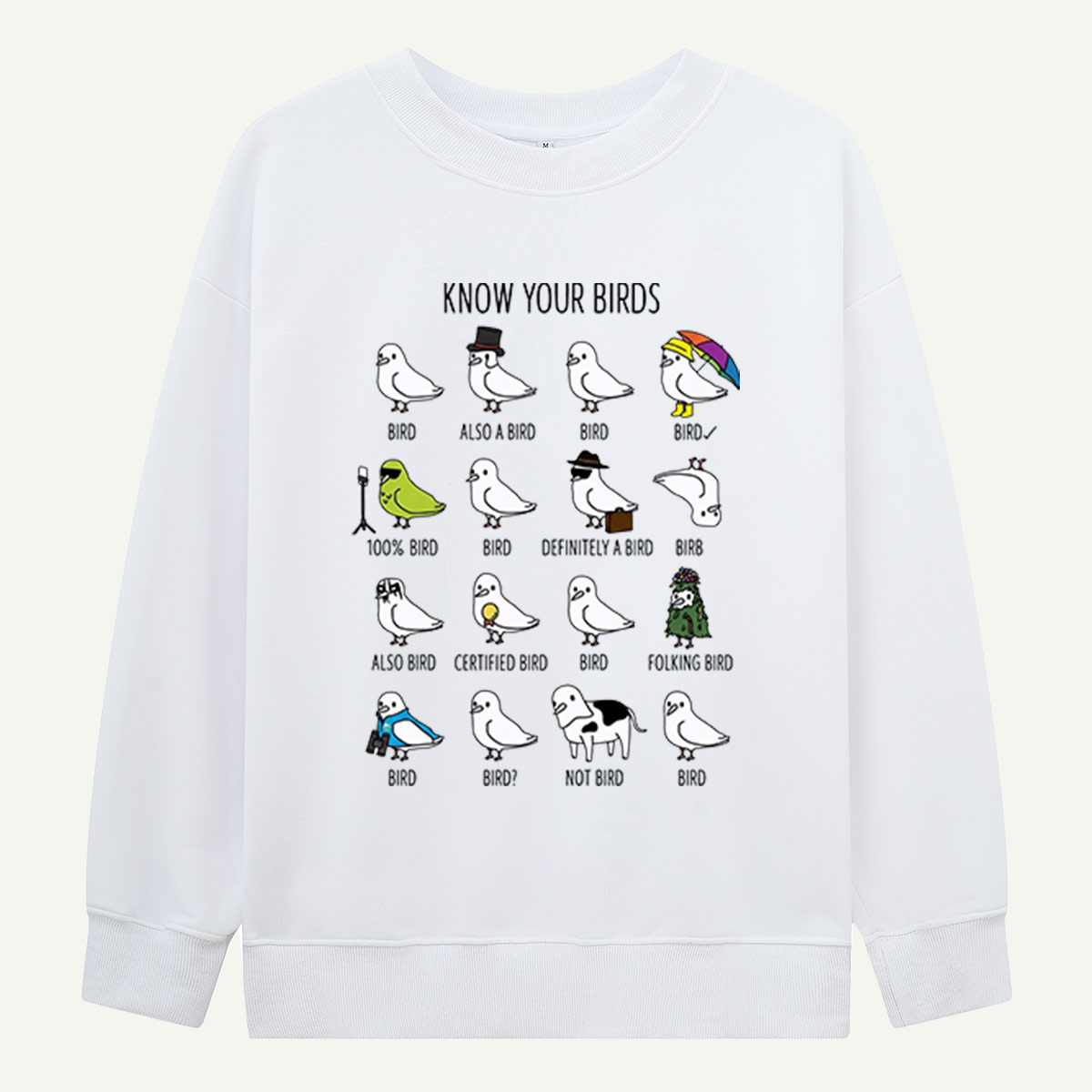 Know Your Birds Bird Chart Sweatshirts
