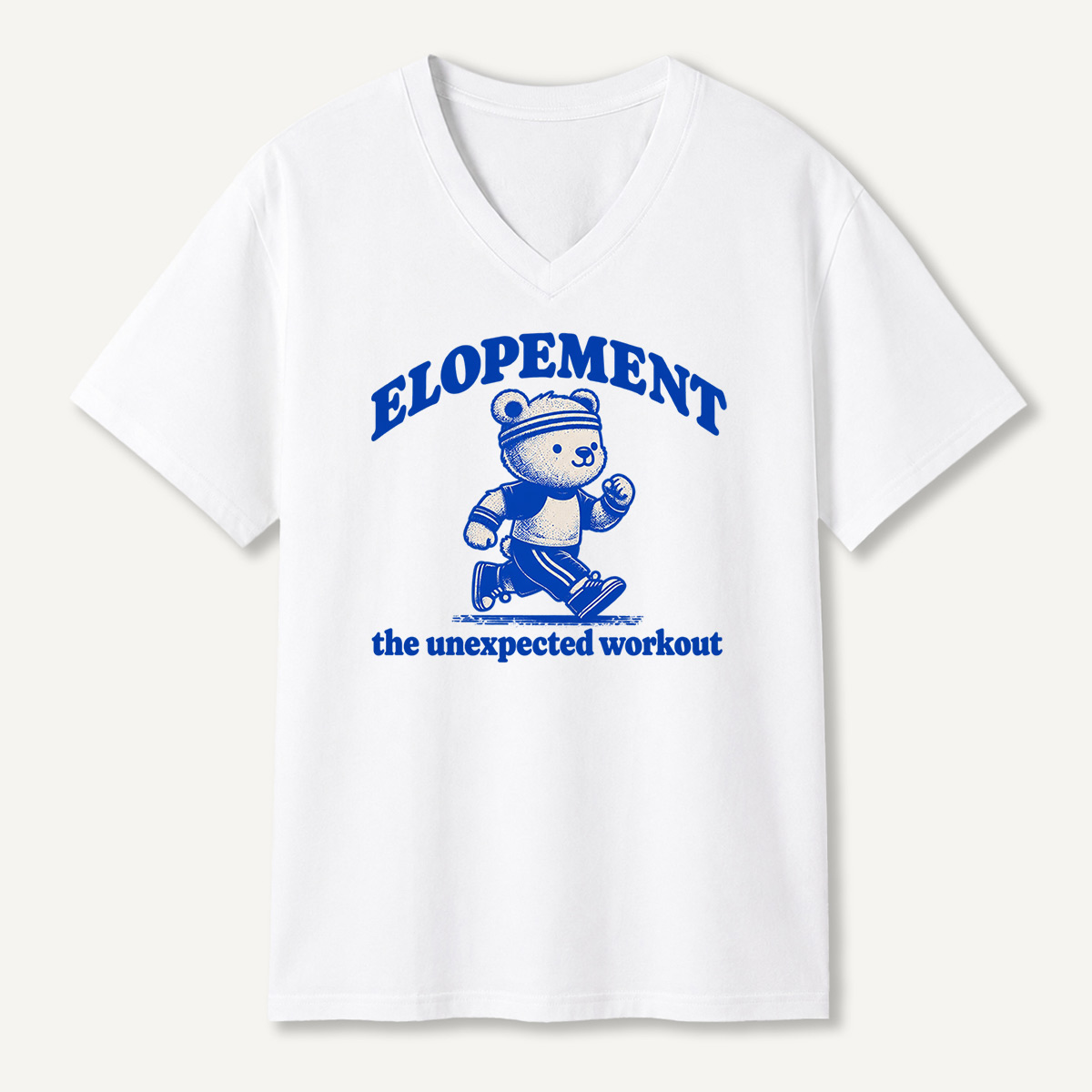 Elopement The Unexpected Workout Running Bear Graphic V-neck T-Shirt