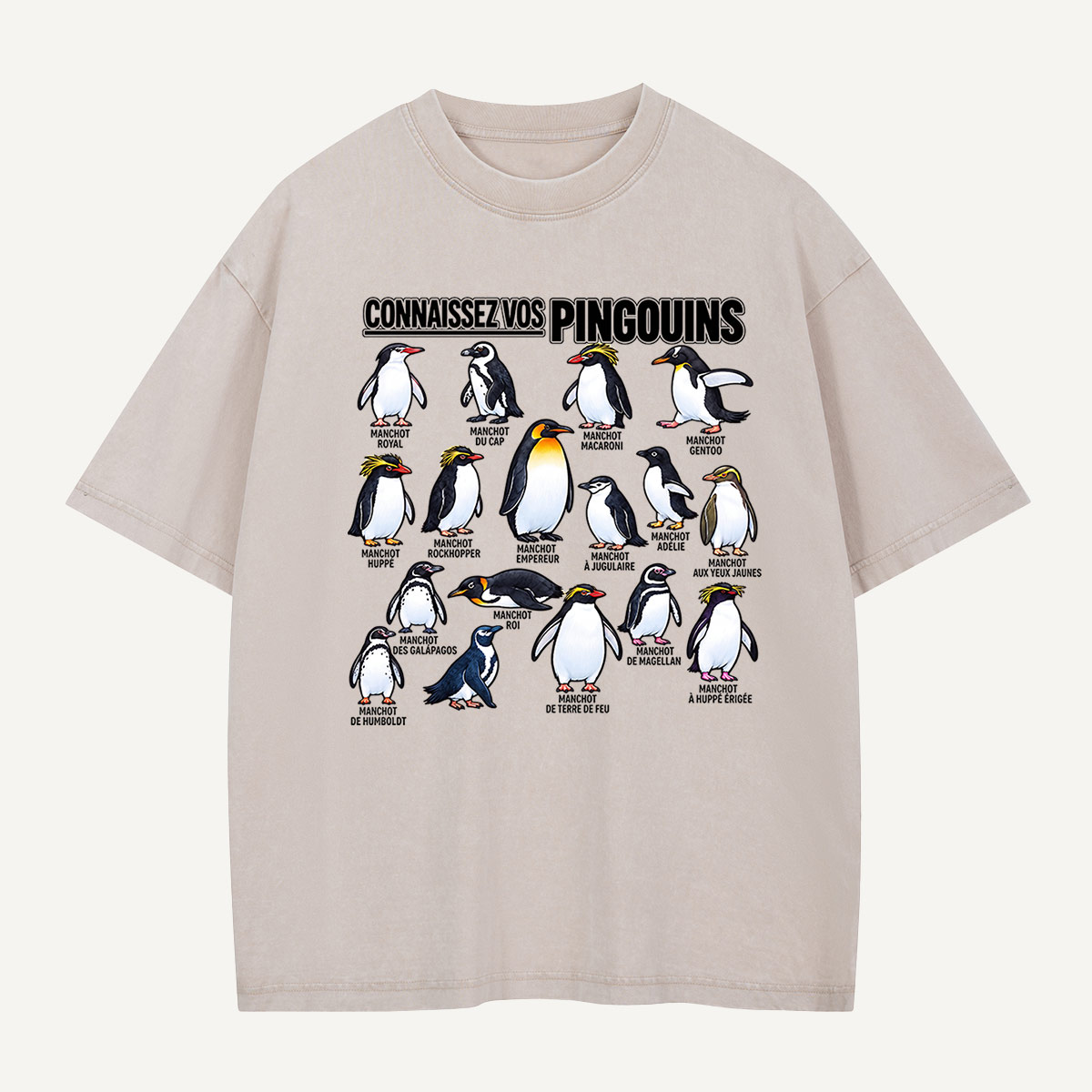 Connaissez Vos Pingouins Penguin Guide Washed T-Shirt