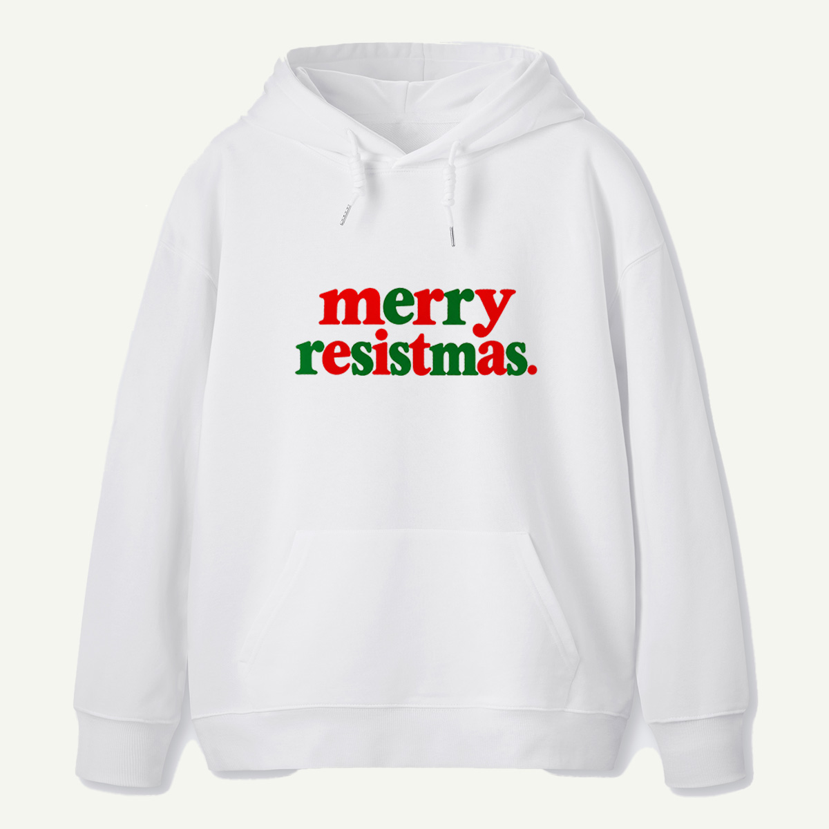 Merry Resistmas Minimalist Red And Green Holiday Typography Hoodie