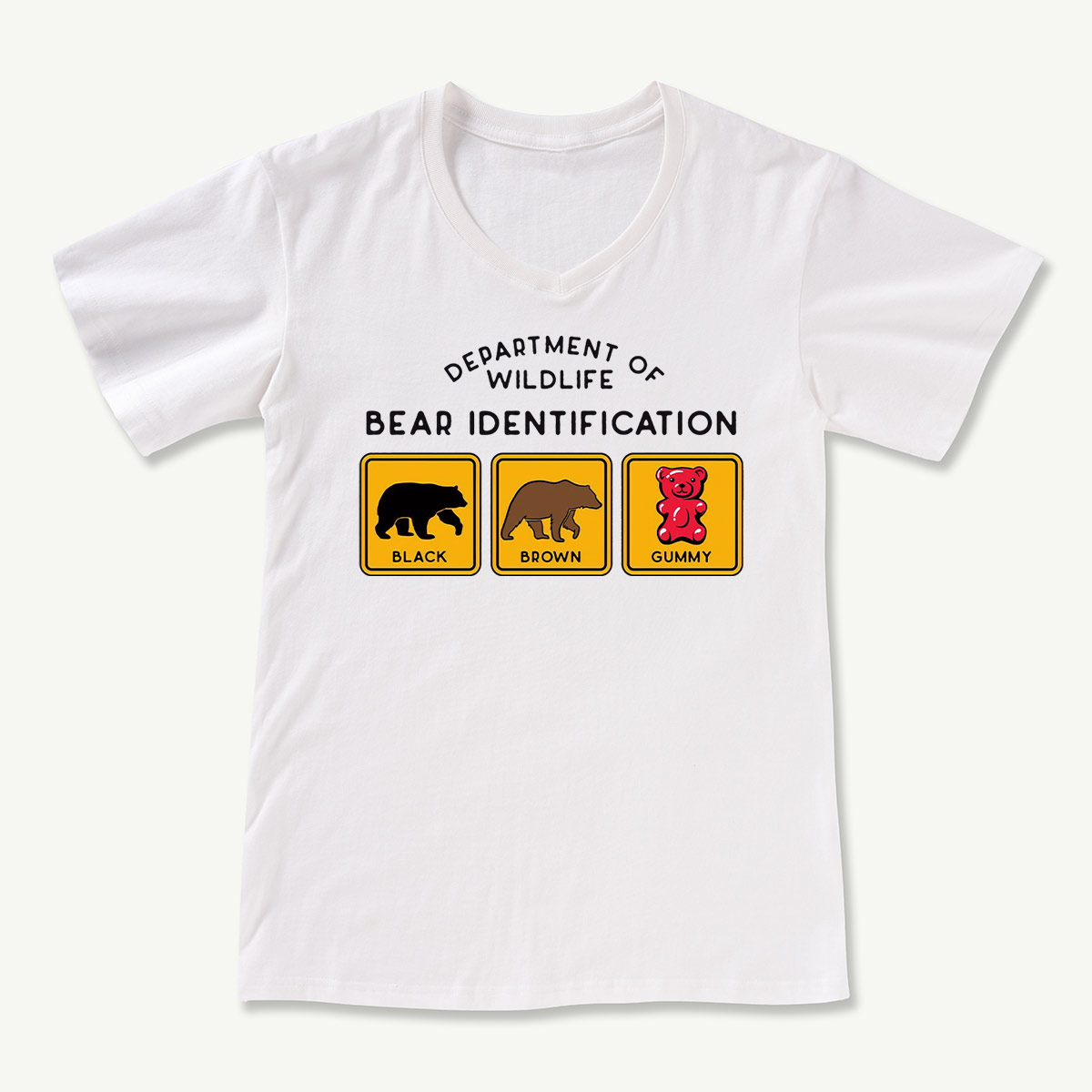 Bear Tee Cotton Classic V-neck T-Shirt