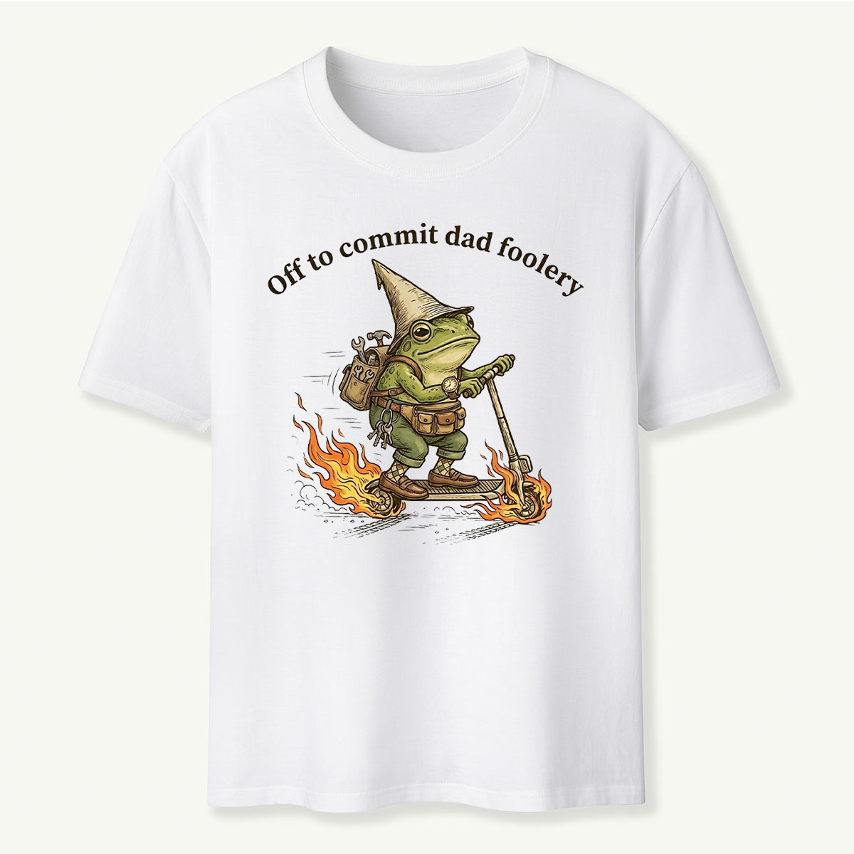 Dad Foolery Frog on Fire Scooter T-Shirt