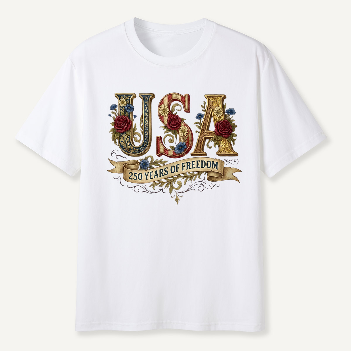 USA 250 Years of Freedom Floral T-Shirt
