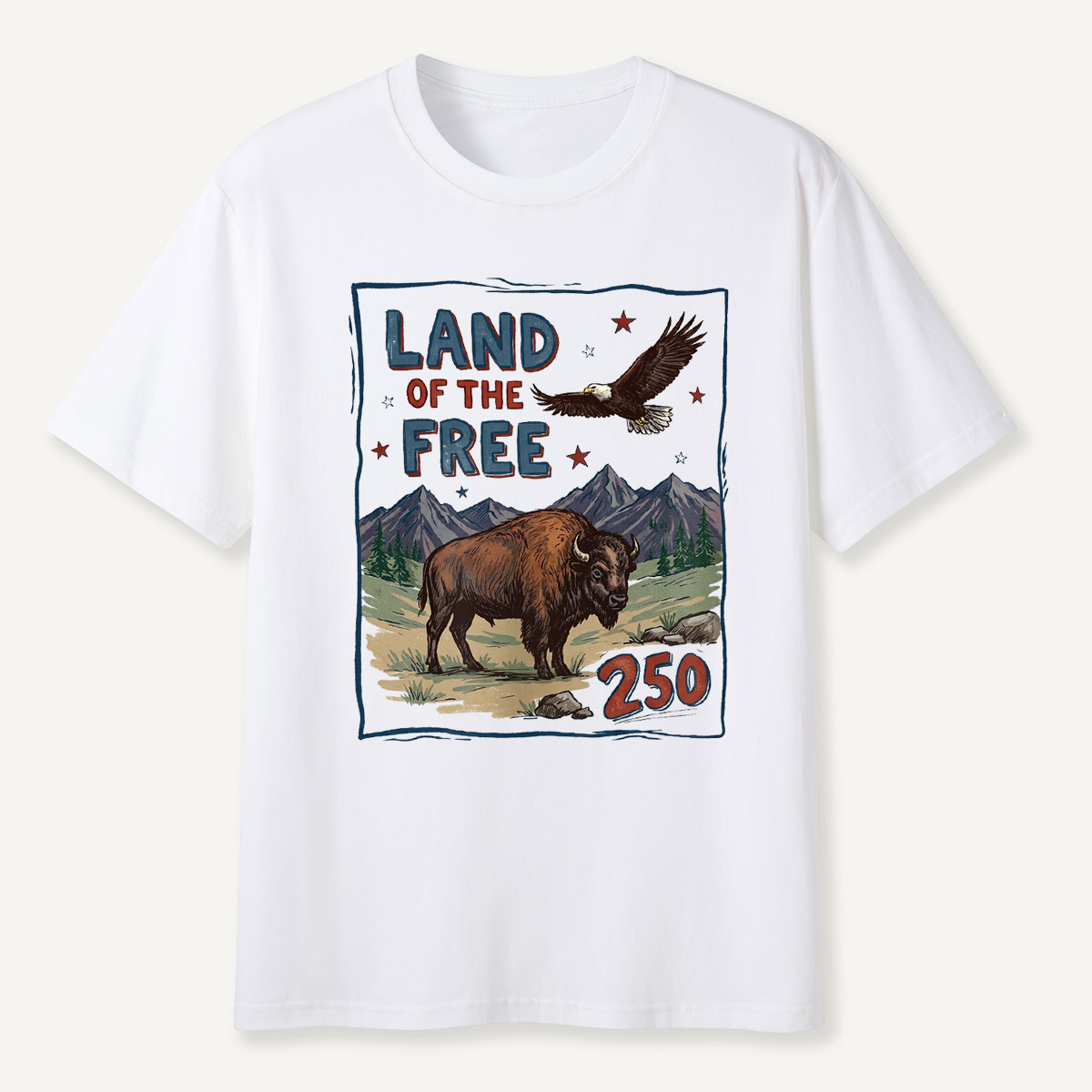 American Wildlife Land of the Free Bison and Eagle T-Shirt