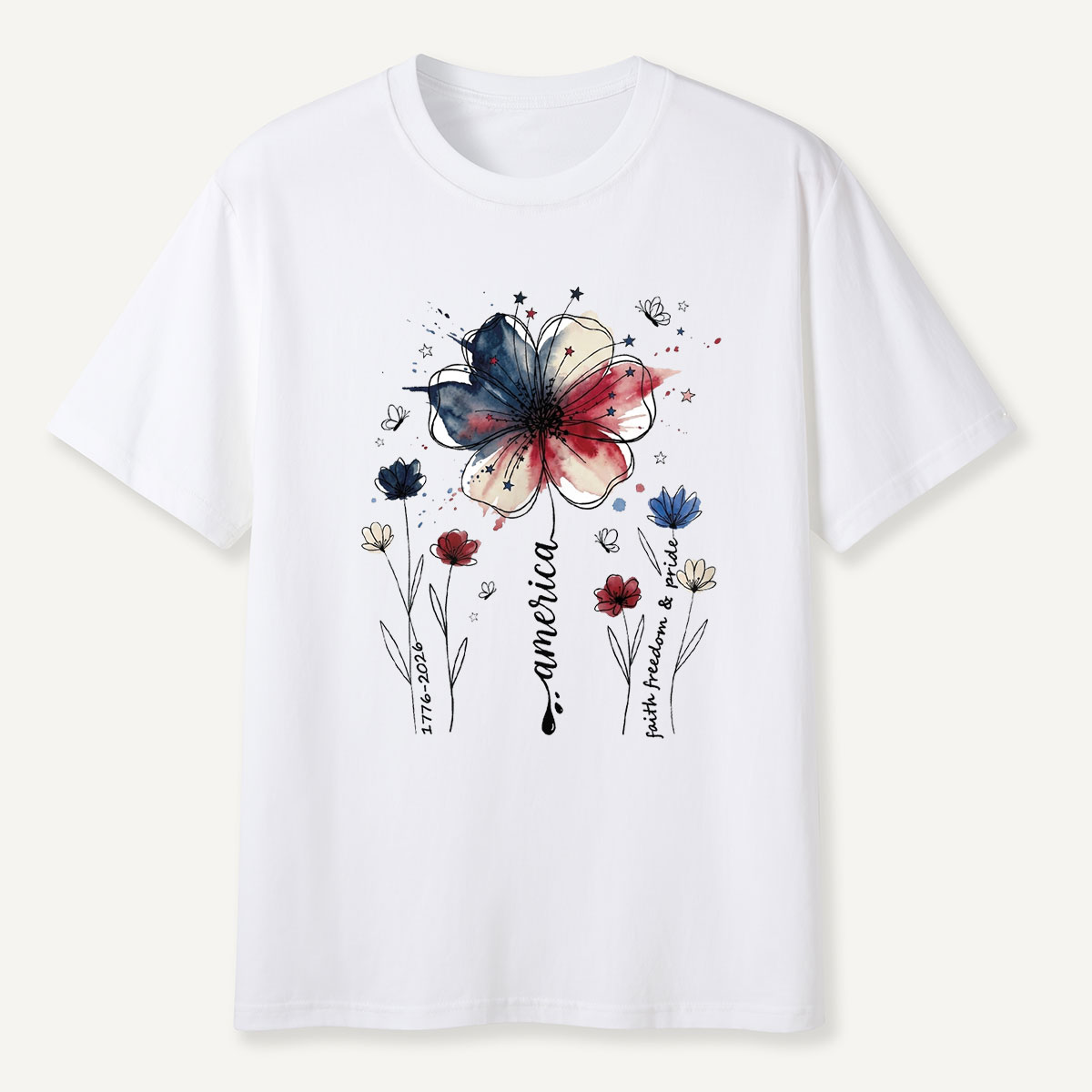 America 1776‑2026 Floral Independence Day T-Shirt