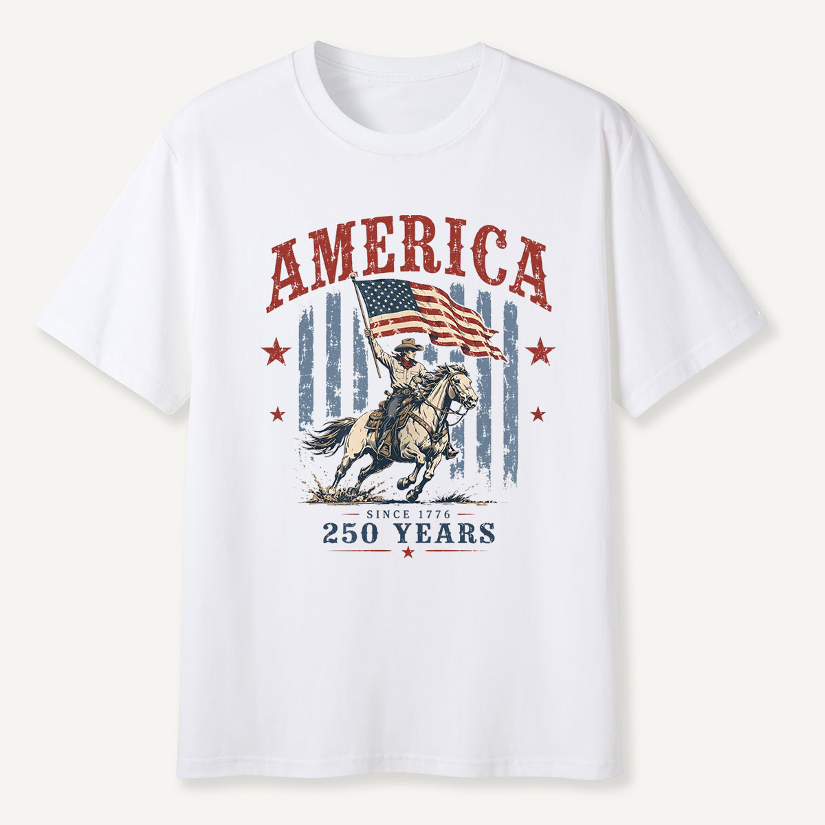 America Since 1776 250 Years Cowboy Riding Horse Flag T‑Shirt