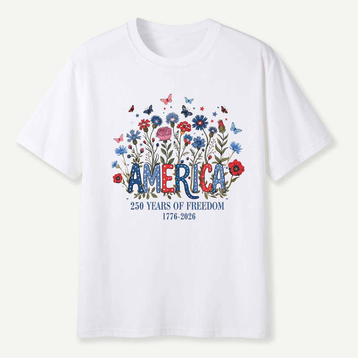 America 250 Years of Freedom 1776–2026 Floral T-Shirt