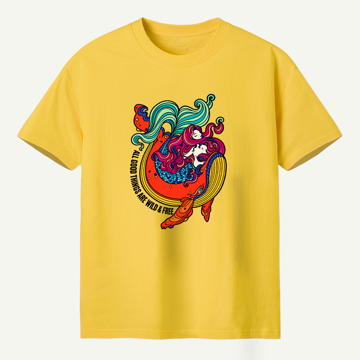 All Good Things Are Wild And Free Mermaid Ocean Wave T-Shirt