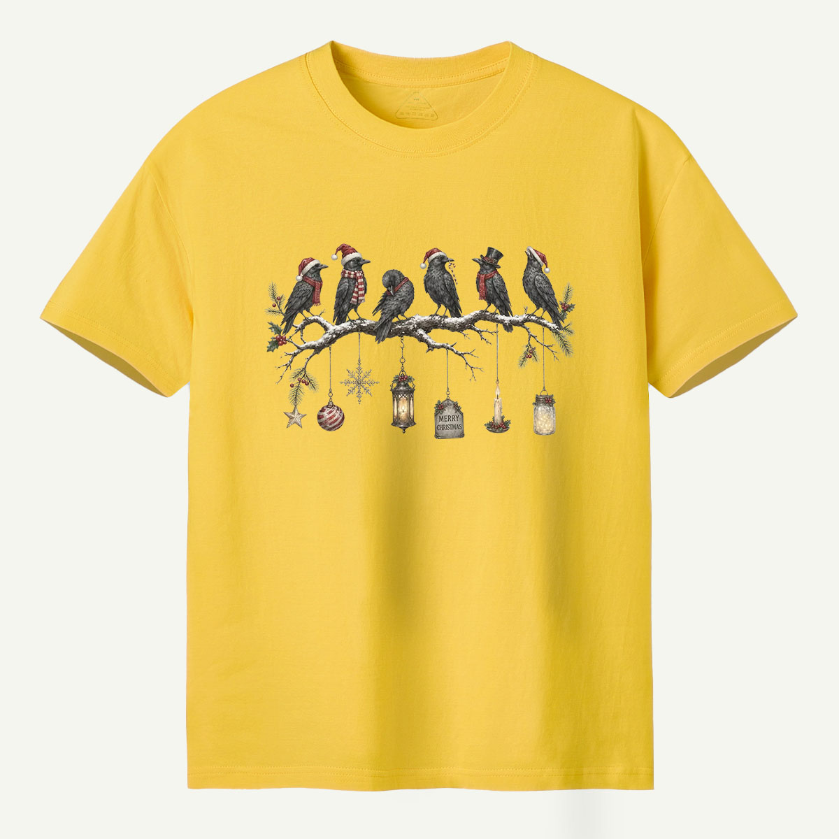 Christmas Ravens On Snowy Branch T-Shirt