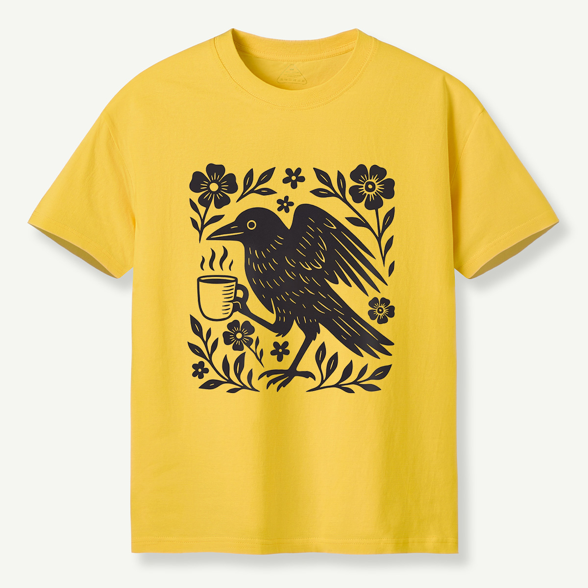 MDCTBYWY26071701Coffee Crow Folk Art T-Shirt