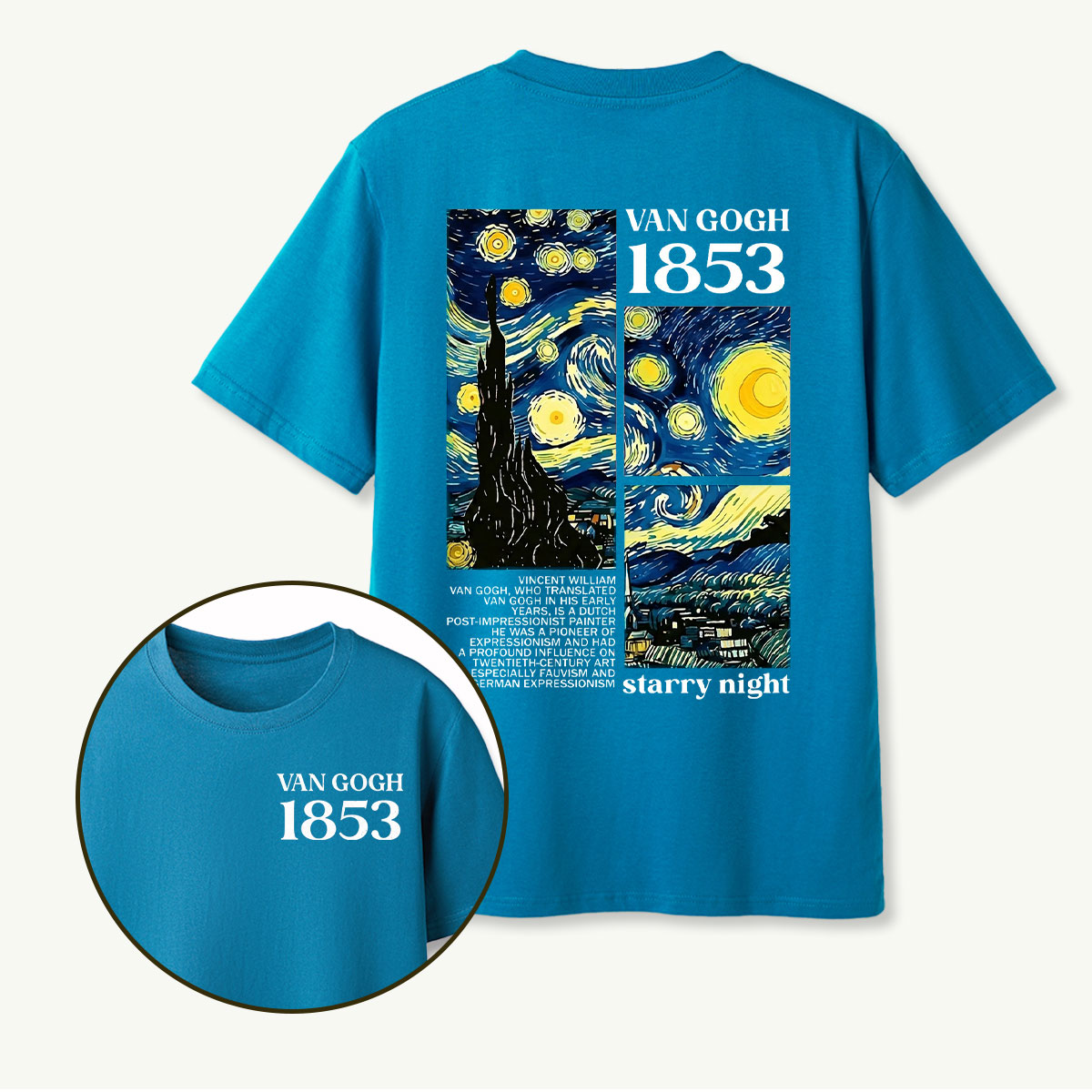 Van Gogh 1853 Starry Night Panel T-Shirt