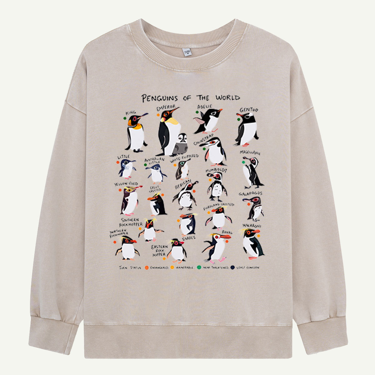 Penguins Of The World Guide Washed Sweatshirts