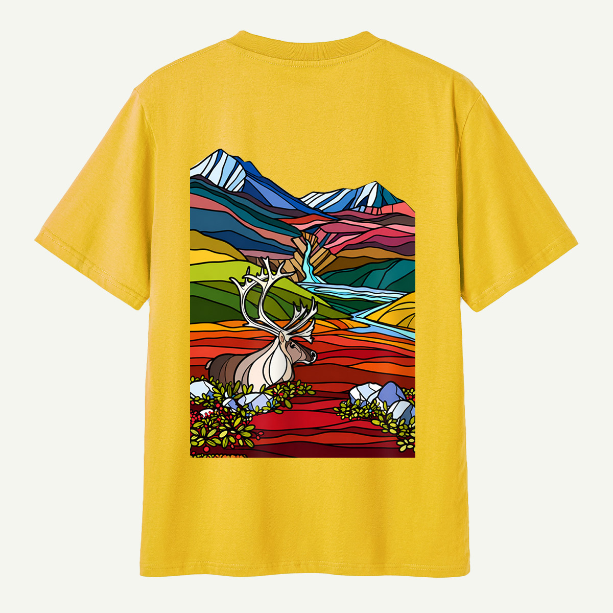 Caribou Tundra Mountain Valley Wilderness Landscape T-Shirt