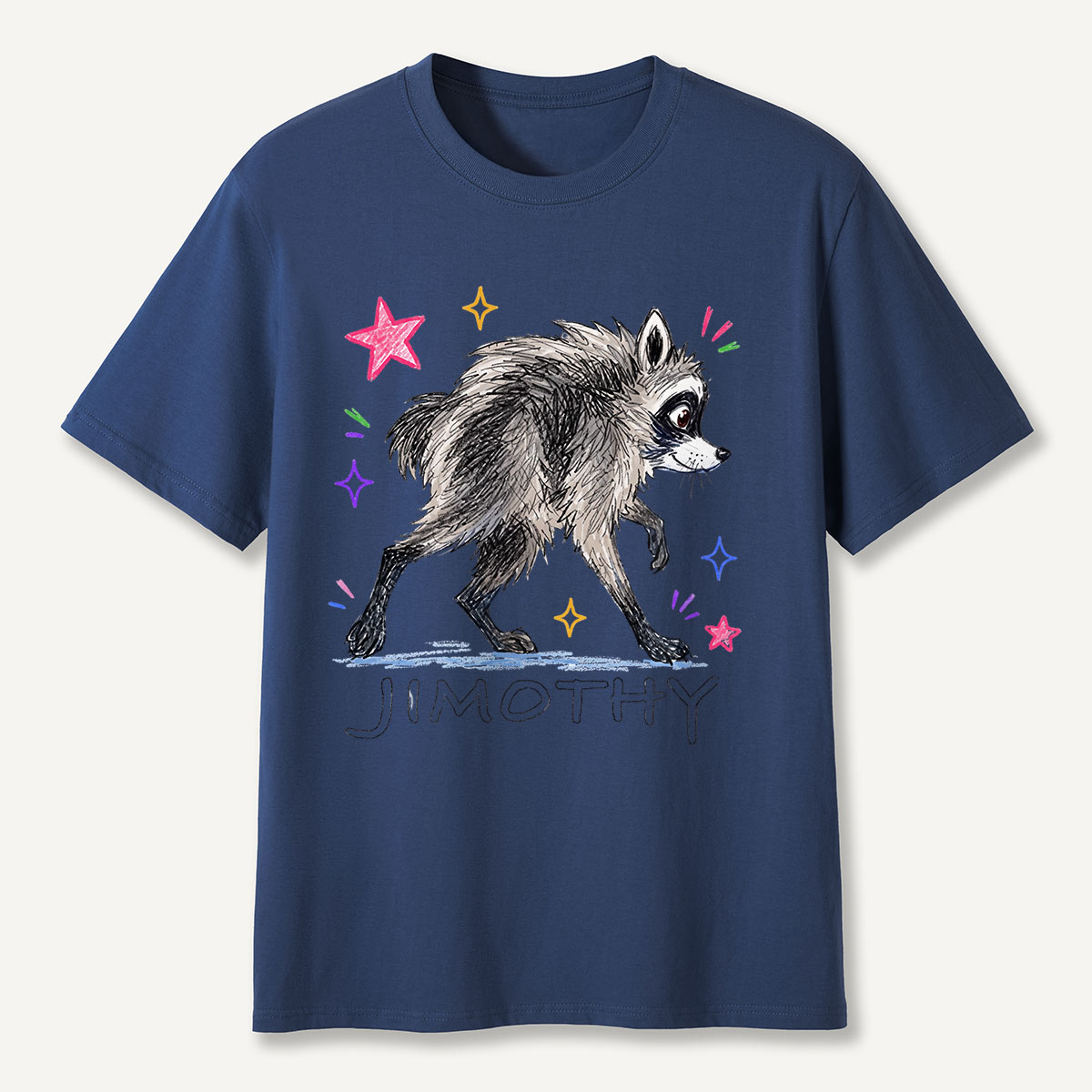 Jimothy Colorful Stars Playful Raccoon  T-Shirt