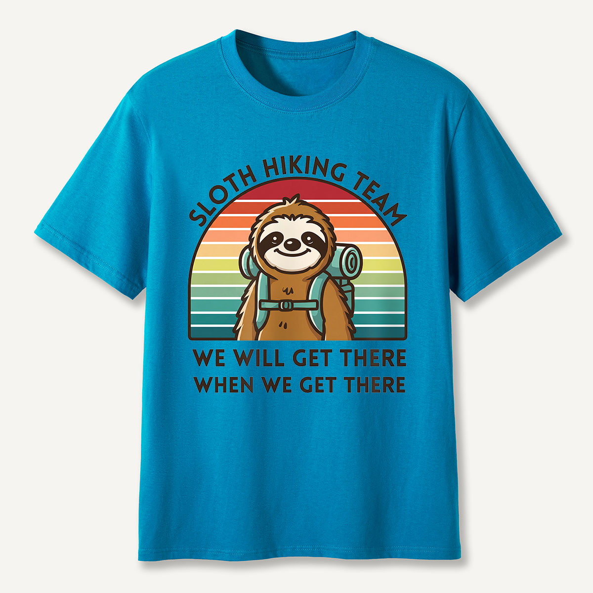 Sloth Hiking Team Retro Sunset T-Shirt