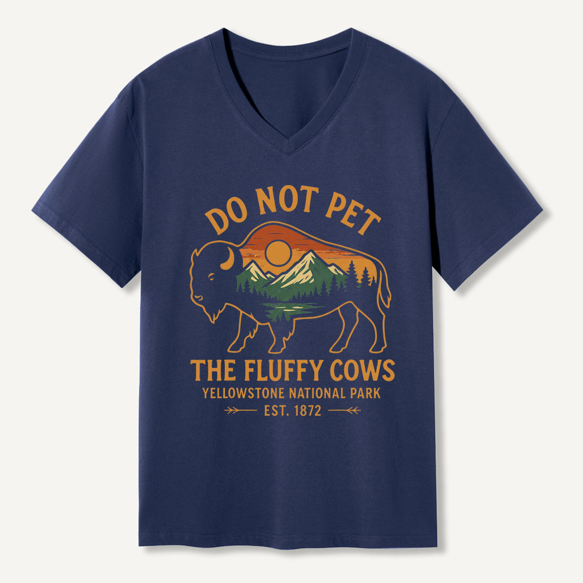 Do Not Pet The Fluffy Cows Buffalo Yellowstone National V-neck T-Shirt