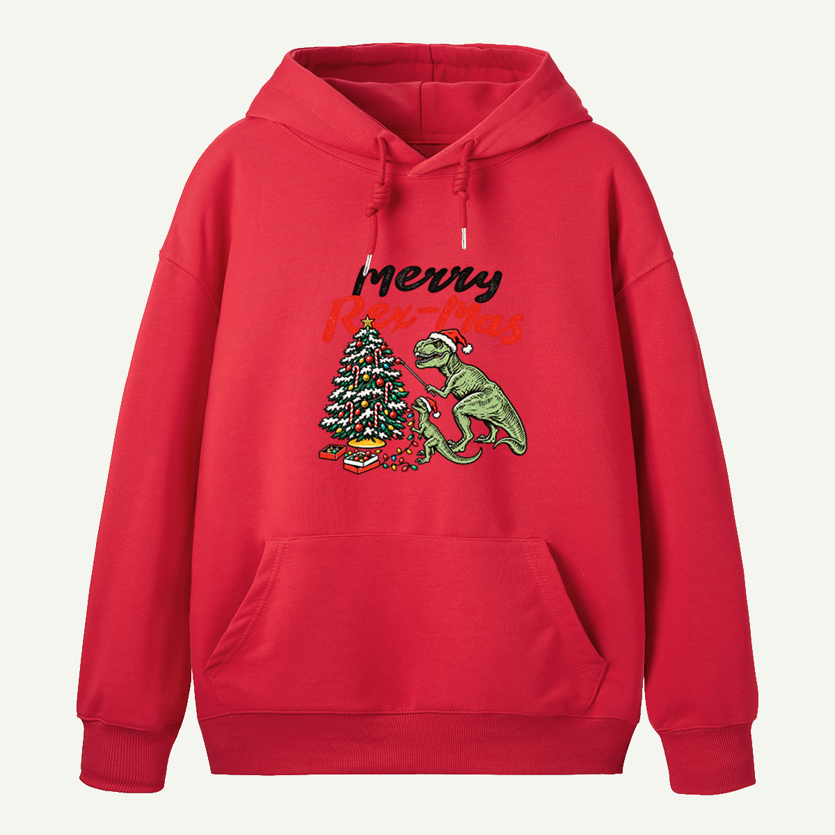 Merry Rex Mas T Rex Family Decorating Christmas Tree Hoodie