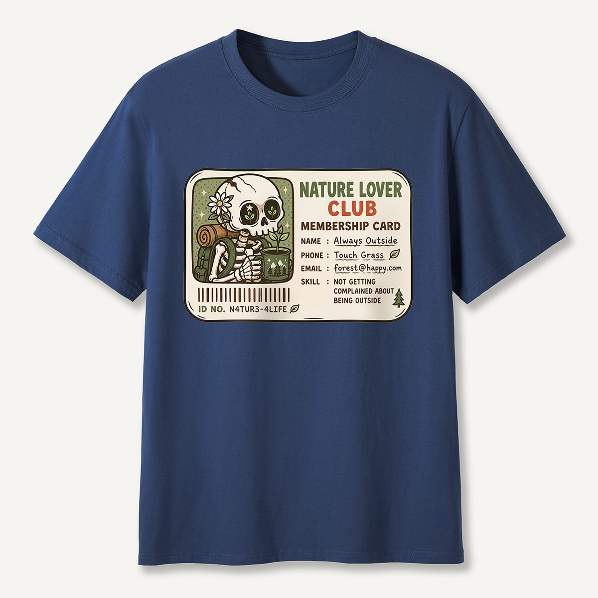 Nature Lover Club Skeleton Membership Card T-Shirt