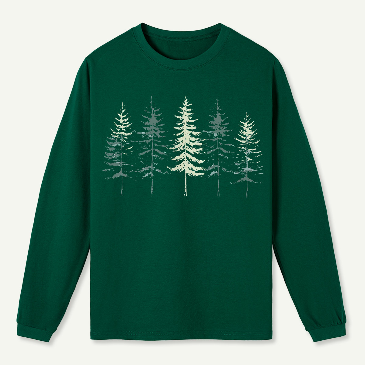 Minimal Pine Forest Silhouette  Long Sleeve T-Shirt