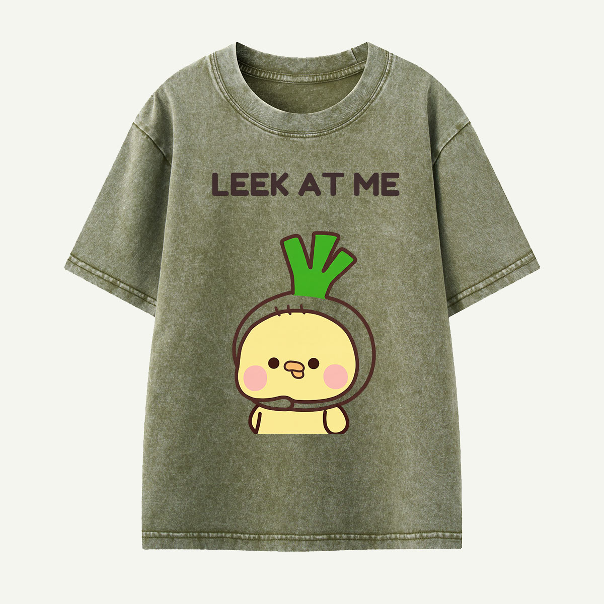 Leek at Me Veggie Pun Kids Washed T-Shirt