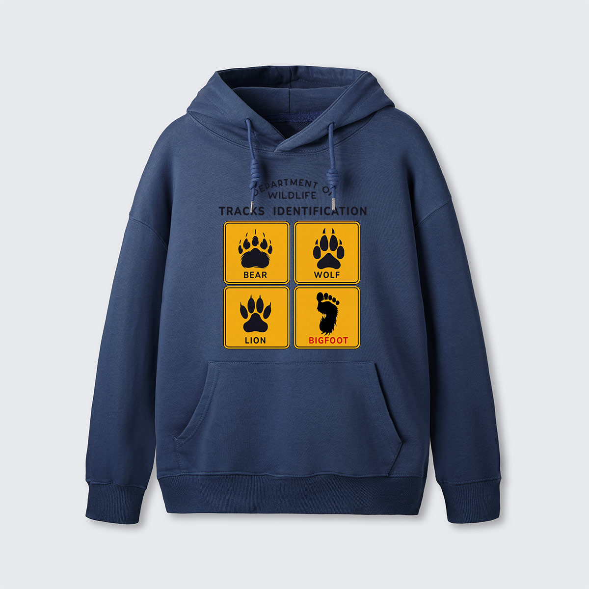 Department of Wildlife Tracks Identification Bear Wolf Lion Cryptids Hoodie