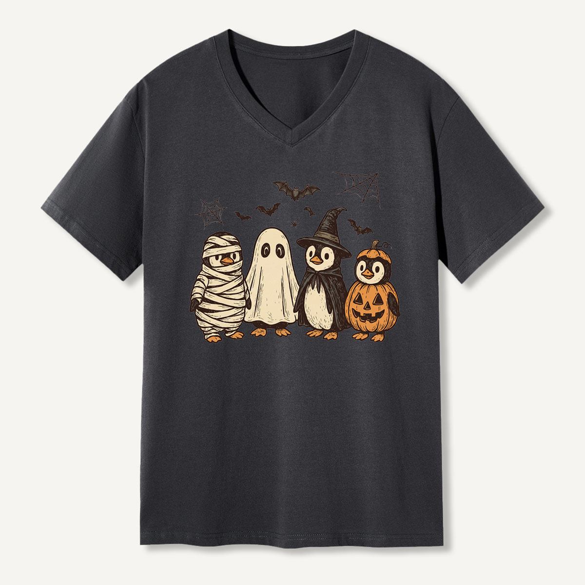 Halloween Penguin Costume Parade V-neck T-Shirt