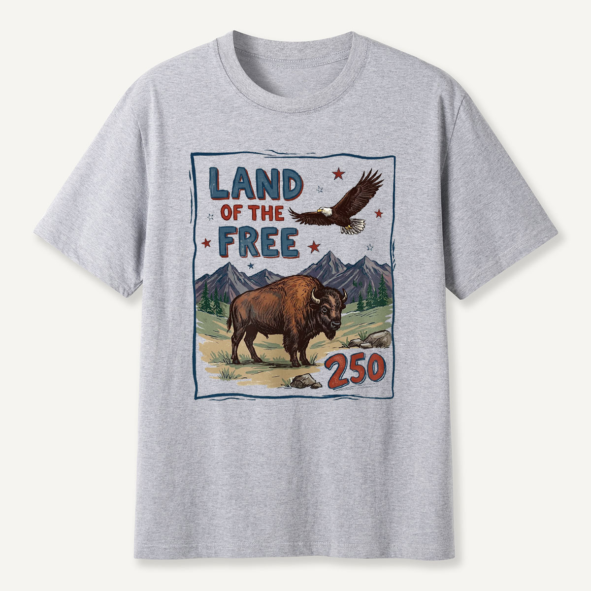 American Wildlife Land of the Free Bison and Eagle T-Shirt