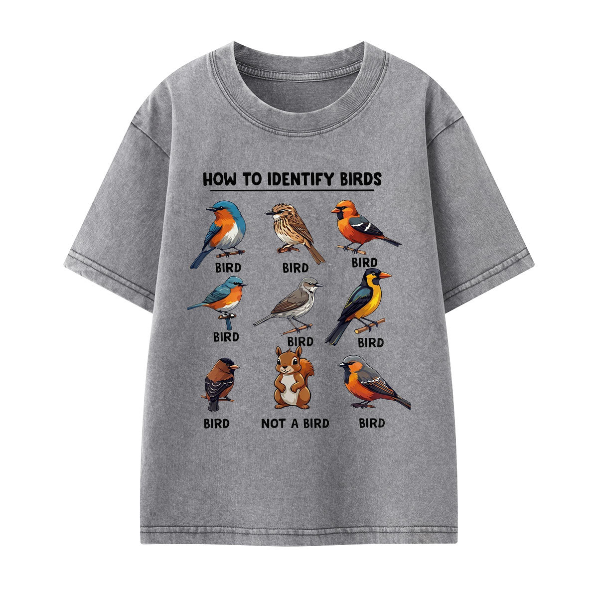 Funny Bird How to Identify Birds Kids Washed T-Shirt