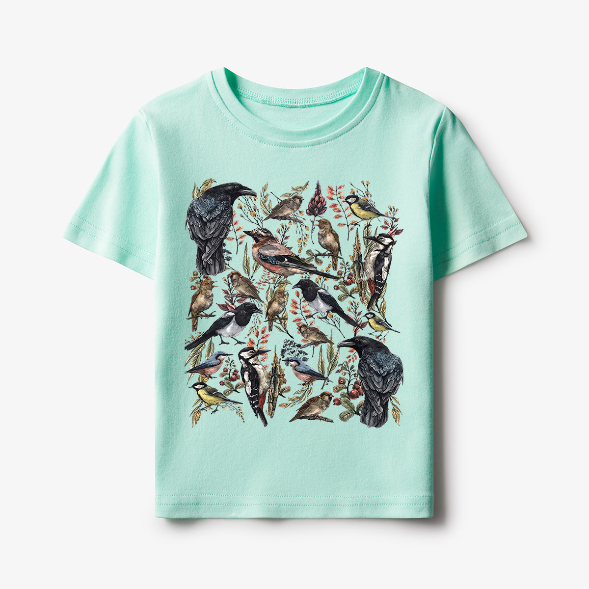 Vintage Wild Birds Botanical Kids T-Shirt