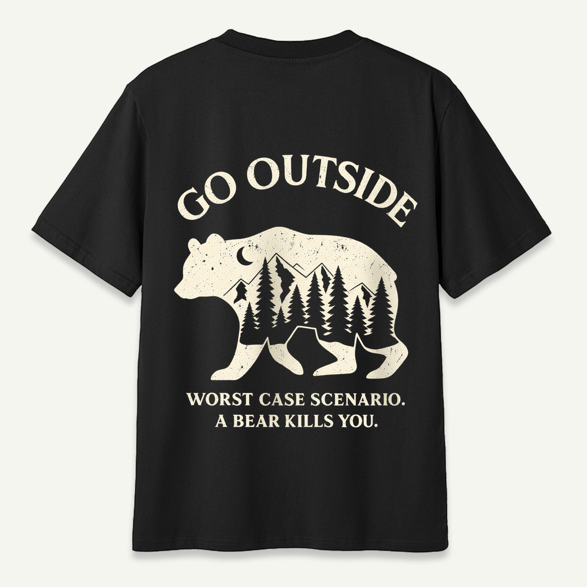 Go Outside Worst Case Scenario Bear Wilderness Graphic T-Shirt