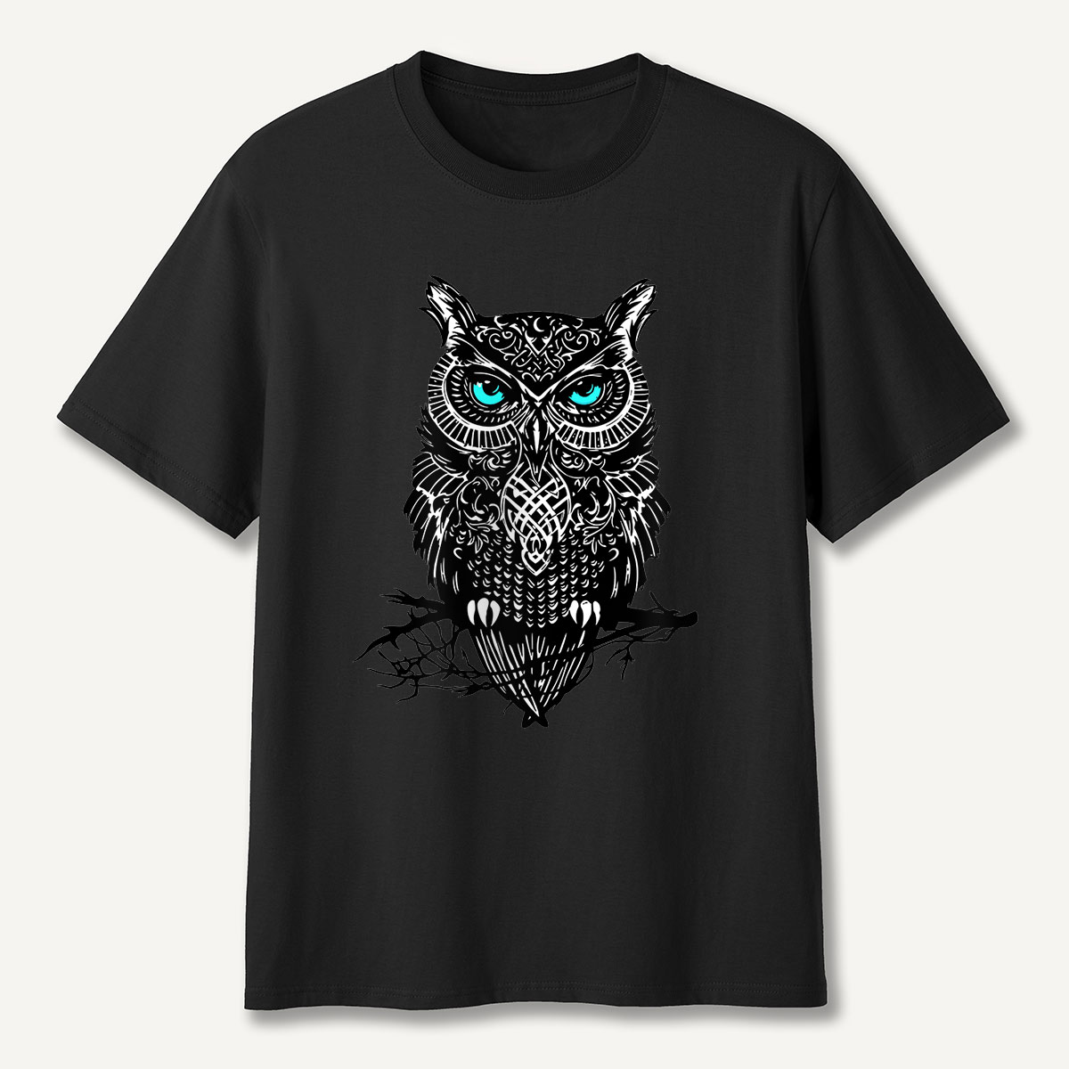 Tribal Blue-Eyed Owl T-Shirt