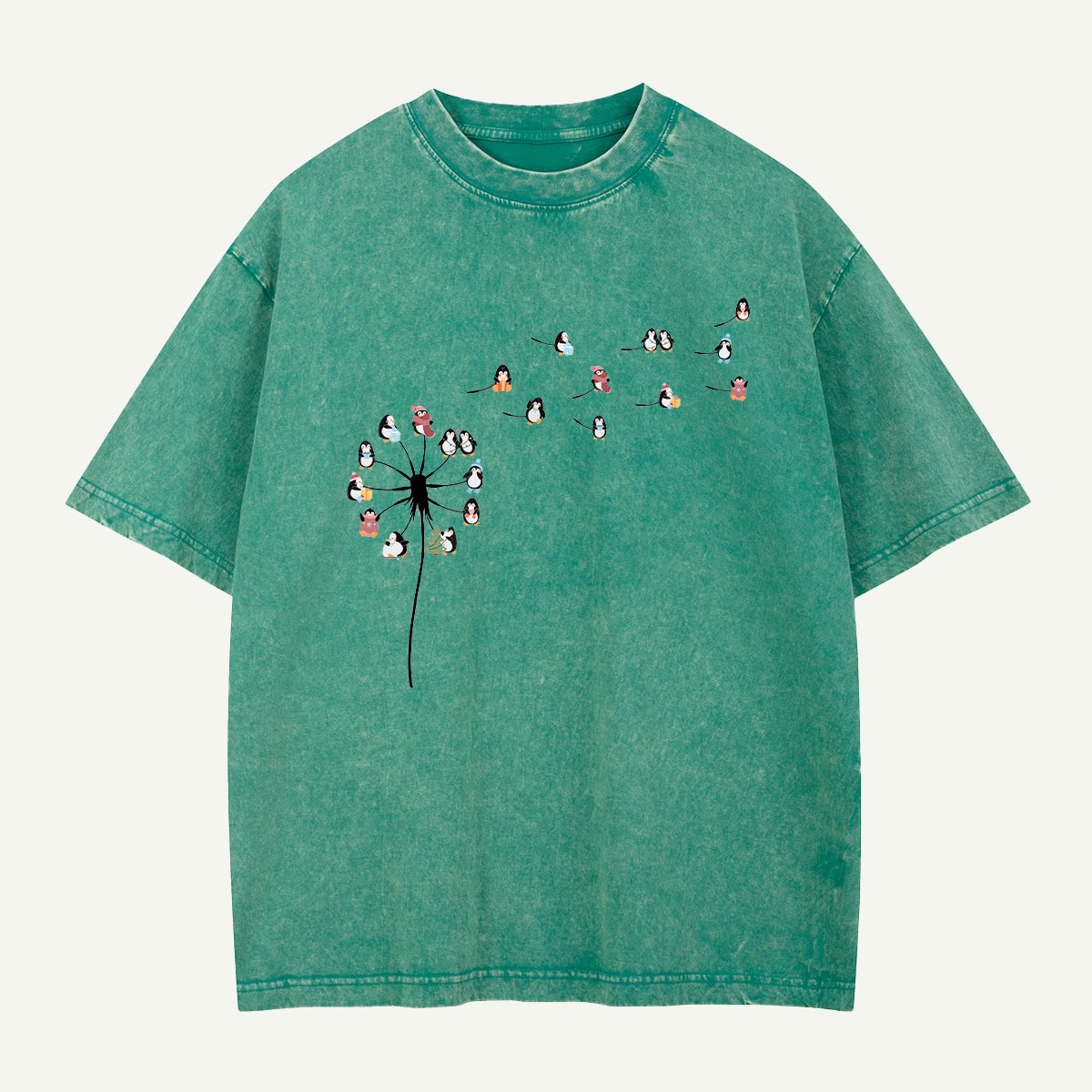 Penguins Gone with the Wind Washed T-Shirt