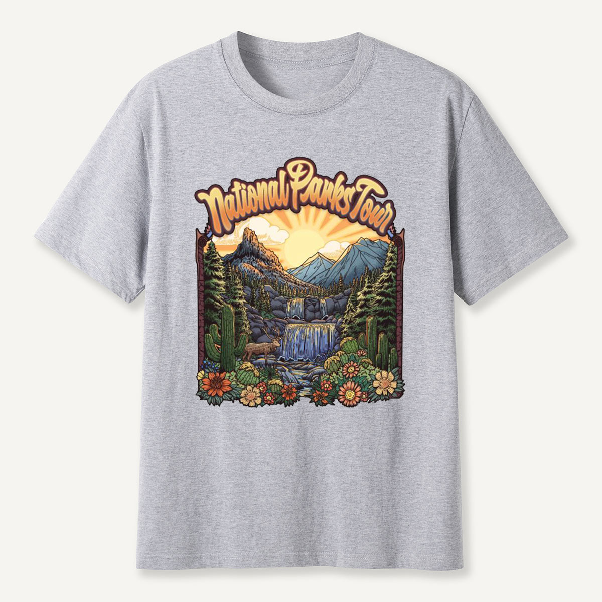 Mountain Waterfall Scenic Landscape National Parks T-Shirt