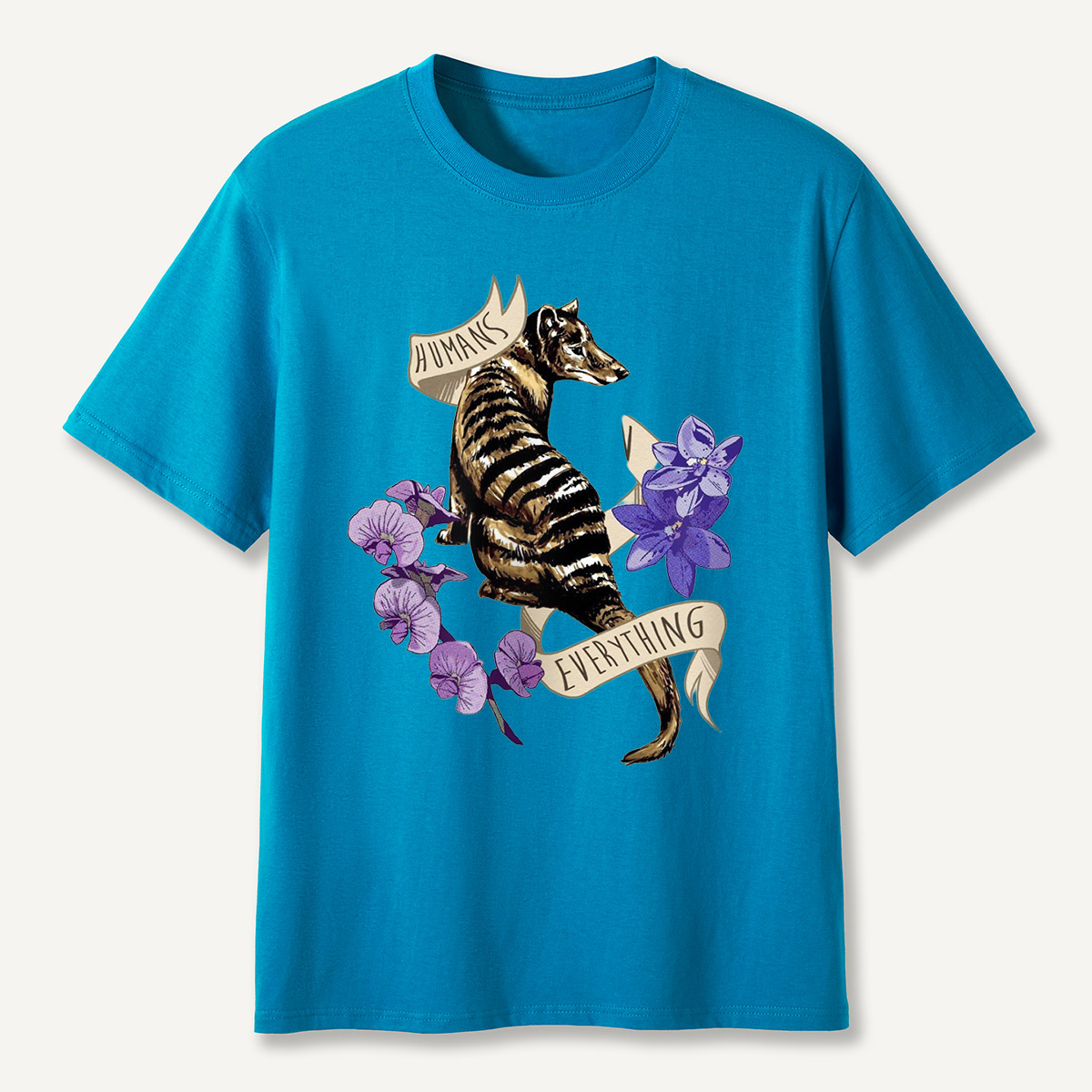 Humans Ruin Everything Thylacine Flowers T-Shirt