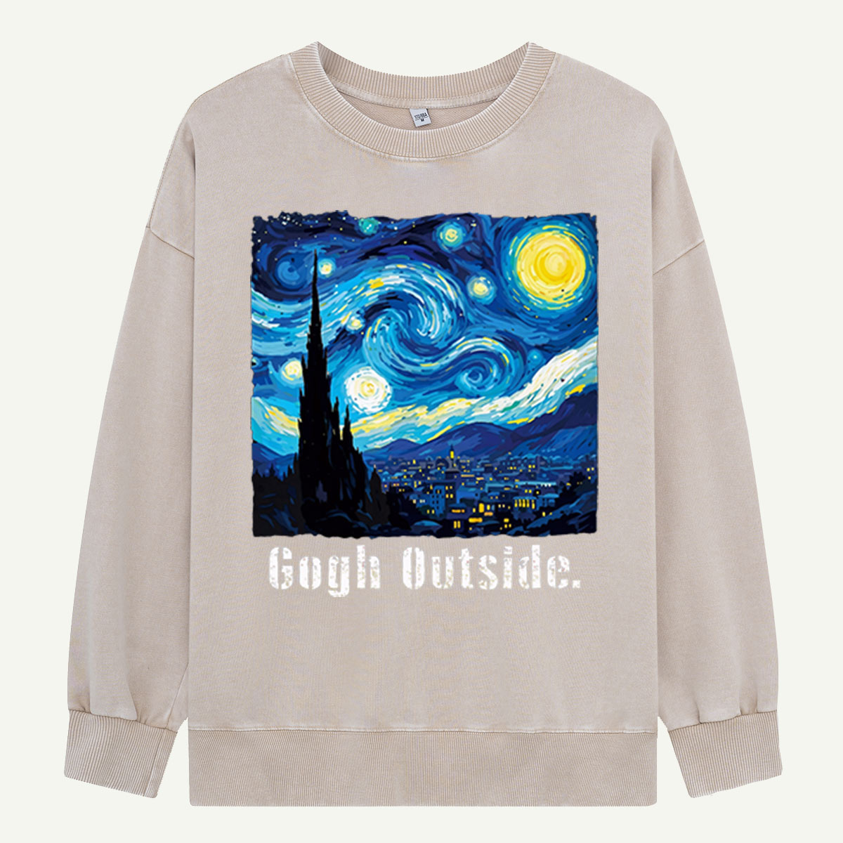 Swirl Night Sky Gogh Outside Washed Sweatshirts